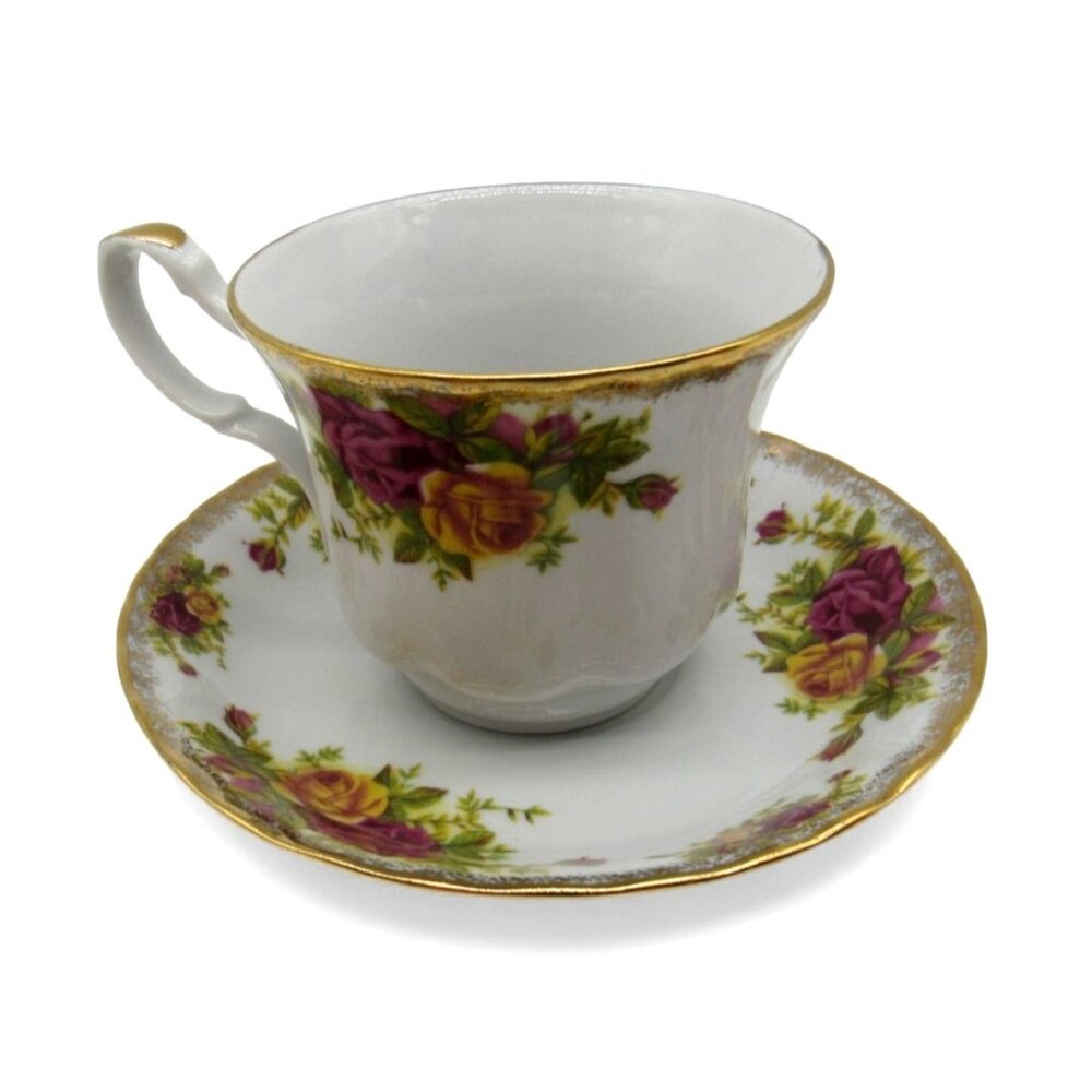 CROWN IMPERIAL Tea Cup And Saucer Floral Romania Vintage